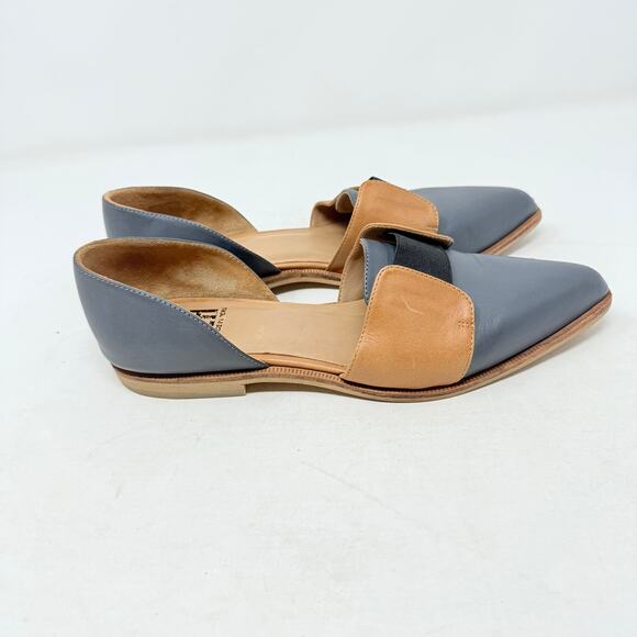 Fortress of Inca Leather Flats Size 7 Two-Tone Blue Tan Pointed Toe D’Orsay - Picture 6 of 12